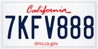 CA license plate 7KFV888
