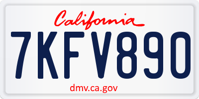 CA license plate 7KFV890