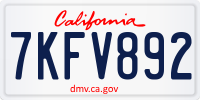 CA license plate 7KFV892