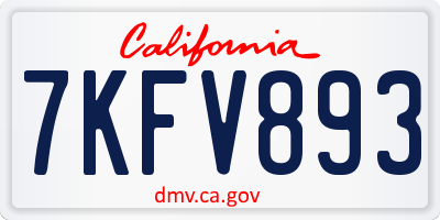 CA license plate 7KFV893