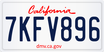 CA license plate 7KFV896