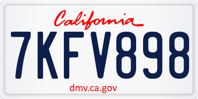 CA license plate 7KFV898