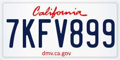 CA license plate 7KFV899