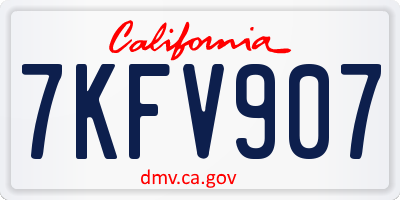 CA license plate 7KFV907