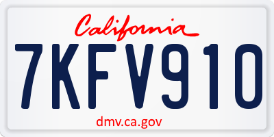 CA license plate 7KFV910