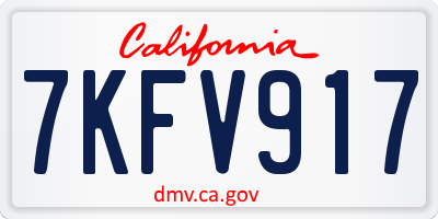 CA license plate 7KFV917