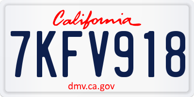 CA license plate 7KFV918