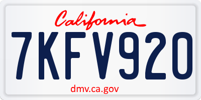 CA license plate 7KFV920