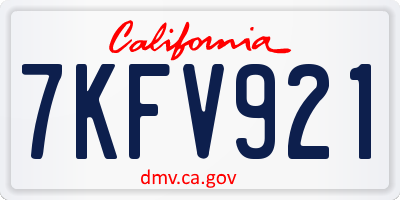 CA license plate 7KFV921