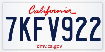 CA license plate 7KFV922