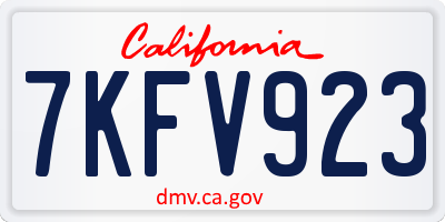 CA license plate 7KFV923