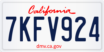 CA license plate 7KFV924