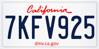 CA license plate 7KFV925