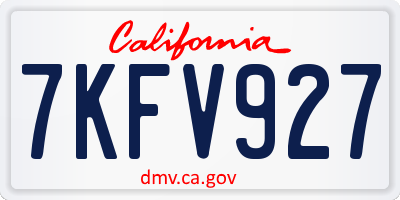 CA license plate 7KFV927