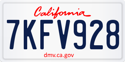 CA license plate 7KFV928