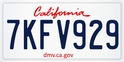 CA license plate 7KFV929