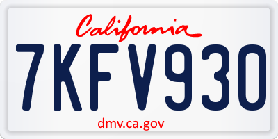 CA license plate 7KFV930