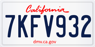 CA license plate 7KFV932