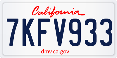 CA license plate 7KFV933