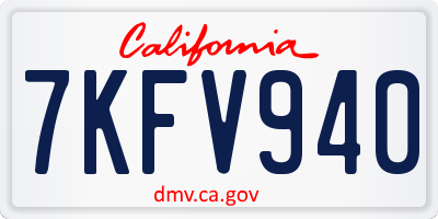 CA license plate 7KFV940