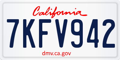 CA license plate 7KFV942