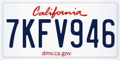 CA license plate 7KFV946