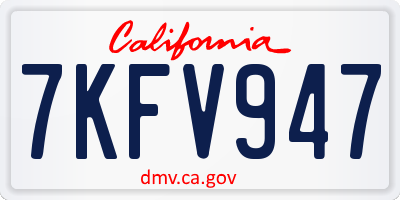 CA license plate 7KFV947