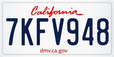 CA license plate 7KFV948