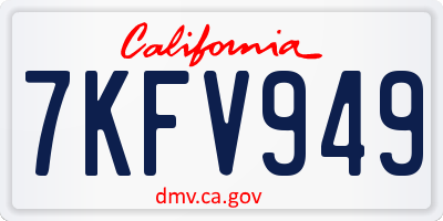 CA license plate 7KFV949