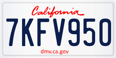 CA license plate 7KFV950