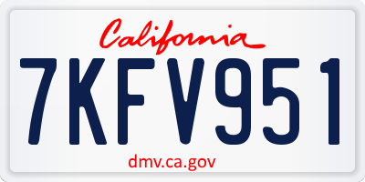 CA license plate 7KFV951