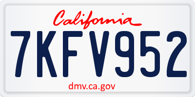 CA license plate 7KFV952