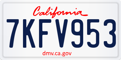 CA license plate 7KFV953