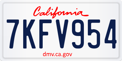 CA license plate 7KFV954