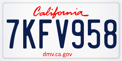 CA license plate 7KFV958