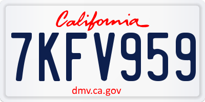 CA license plate 7KFV959