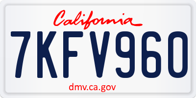 CA license plate 7KFV960