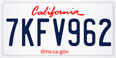 CA license plate 7KFV962