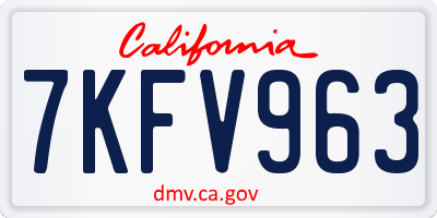 CA license plate 7KFV963