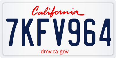 CA license plate 7KFV964