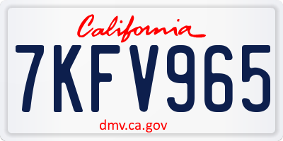 CA license plate 7KFV965