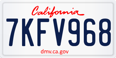 CA license plate 7KFV968