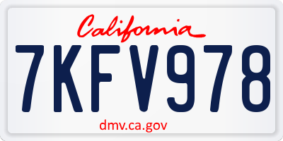 CA license plate 7KFV978