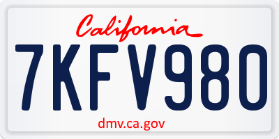CA license plate 7KFV980