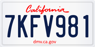 CA license plate 7KFV981