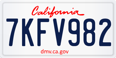 CA license plate 7KFV982
