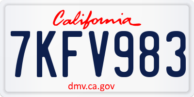 CA license plate 7KFV983