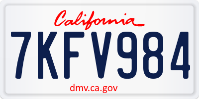 CA license plate 7KFV984
