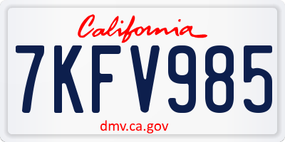 CA license plate 7KFV985