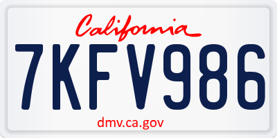 CA license plate 7KFV986